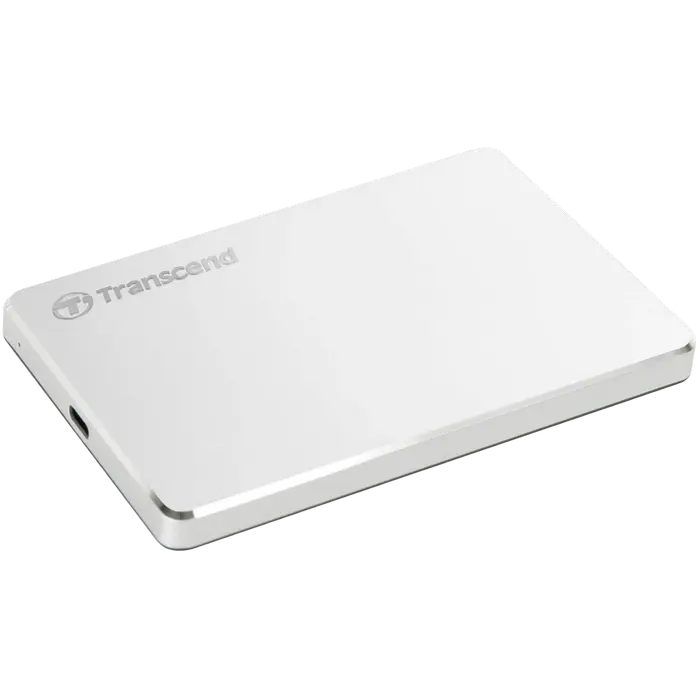 1.0TB (USB3.1/Type-C) 2.5" Transcend "StoreJet 25C3S", Silver, Aluminum Casing, Ultra-Slim&Light