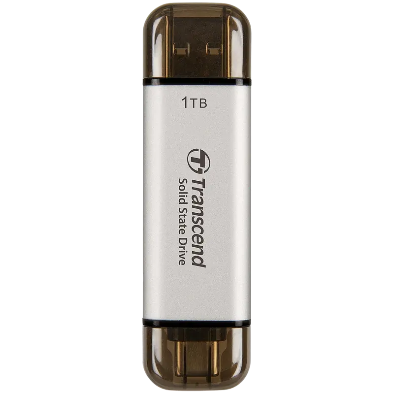 1.0TB Transcend Portable SSD ESD310S Silver, USB-A/C 3.2 (71.3x20x7.8 mm, 11g, R/W:1050/950 MB/s)