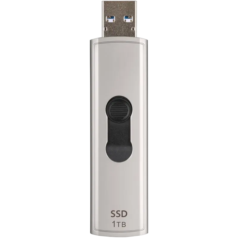 1.0TB Transcend Portable SSD ESD320A Silver, USB-A 3.1 10Gbps, Metallic Capless/Slider (68.2x19.7x9