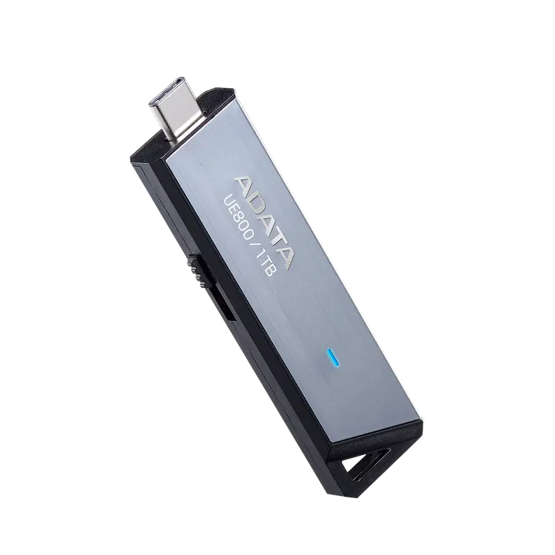 1.0TB USB Type-C 3.1 ADATA UE800, Black/Silver Metall, Slider (13gr, R/W:1000/1000MB/s) (AELI-UE800