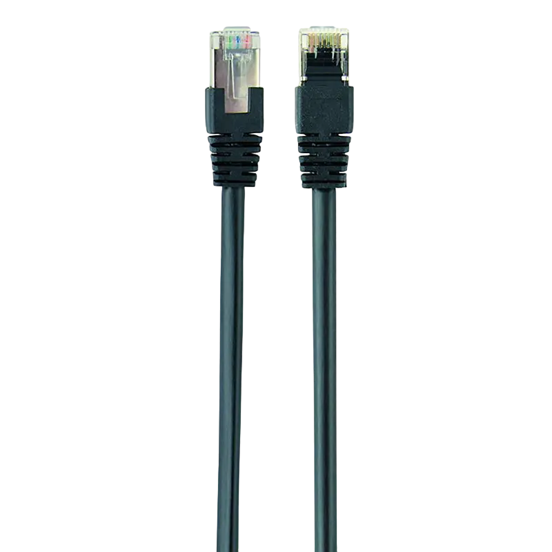 1 m, FTP Patch Cord Black, PP22-1M/BK, Cat.5E, Cablexpert, molded strain relief 50u" plugs