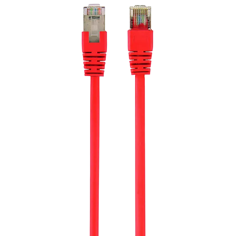 1 m, FTP Patch Cord Red, PP22-1M/R, Cat.5E, Cablexpert, molded strain relief 50u" plugs