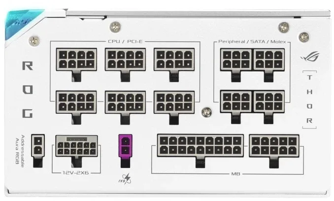 ASUS 1200W ROG THOR Platinum III WHITE, vedere laterală