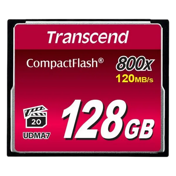 128GB CompactFlash Card, Hi-Speed 800X, Transcend "TS128GCF800" (R/W: 120/60MB/s)