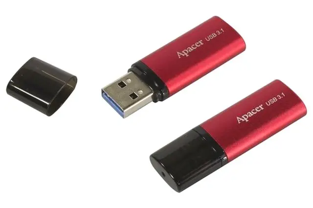 128GB USB3.1 Flash Drive Apacer "AH25B", Red, Matte Metal Shell, Classic Cap (AP128GAH25BR-1)