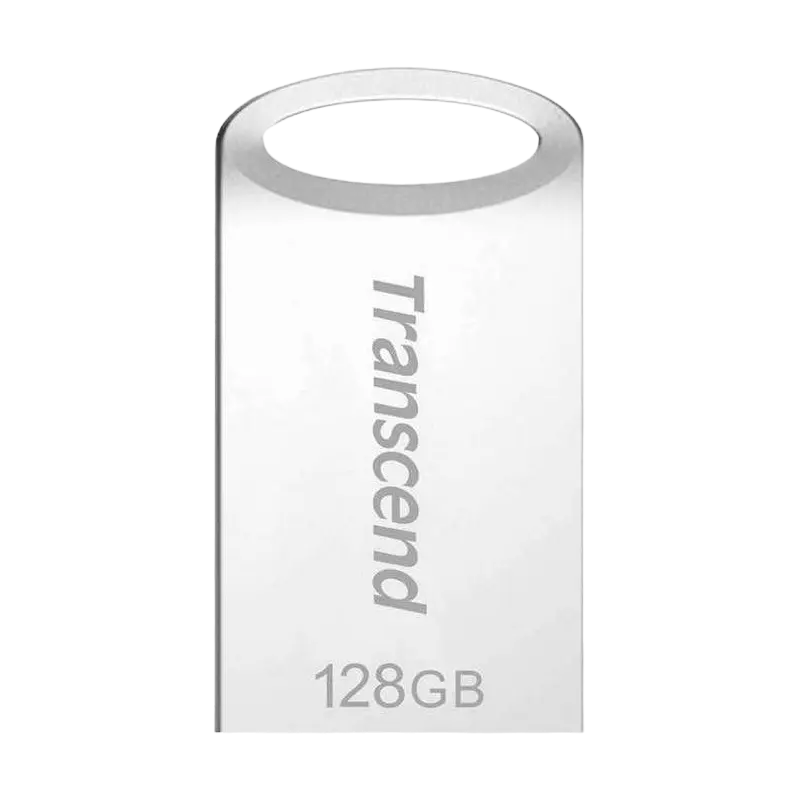 128GB USB3.1 Flash Drive Transcend "JetFlash 710S", Silver, Metal Case, Ultra-Slim (R/W:90/50MB/s)