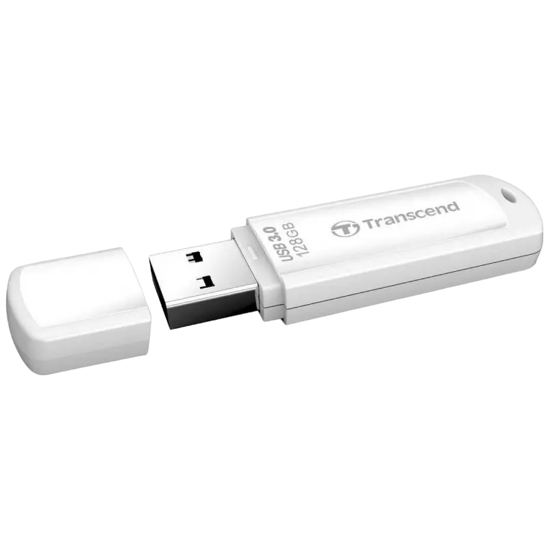 128GB USB3.1 Flash Drive Transcend "JetFlash 730", White Classic Cap (R/W:90/40MB/s)