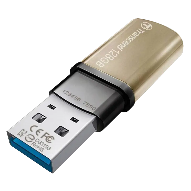 128GB USB3.1 Flash Drive Transcend "JetFlash 820", Gold, Metal Case, Luxury Design (R/W:90/50MB/s)