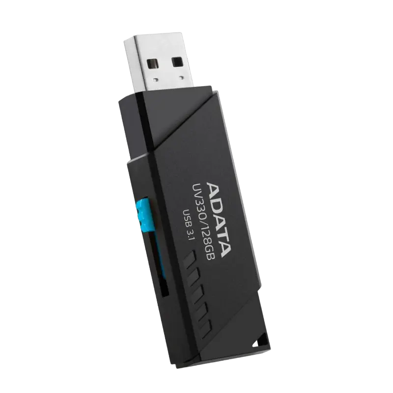 128GB USB3.1 Flash Drive ADATA "UV330", Black, Plastic, Slider (R/W:90/40MB/s)