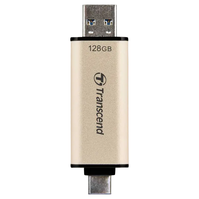 128GB USB3.1/Type-C Flash Drive Transcend "JetFlash 930C", Gold, Classic Cap,OTG (R/W:420/400MB/s)