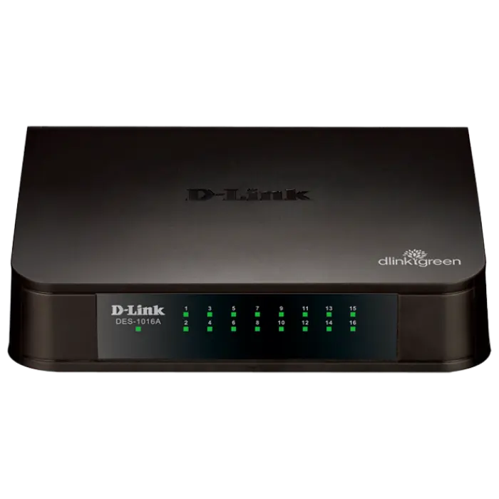 16-port 10/100Mbps Desktop Switch D-Link "DES-1016A/E1B", Plastic Case