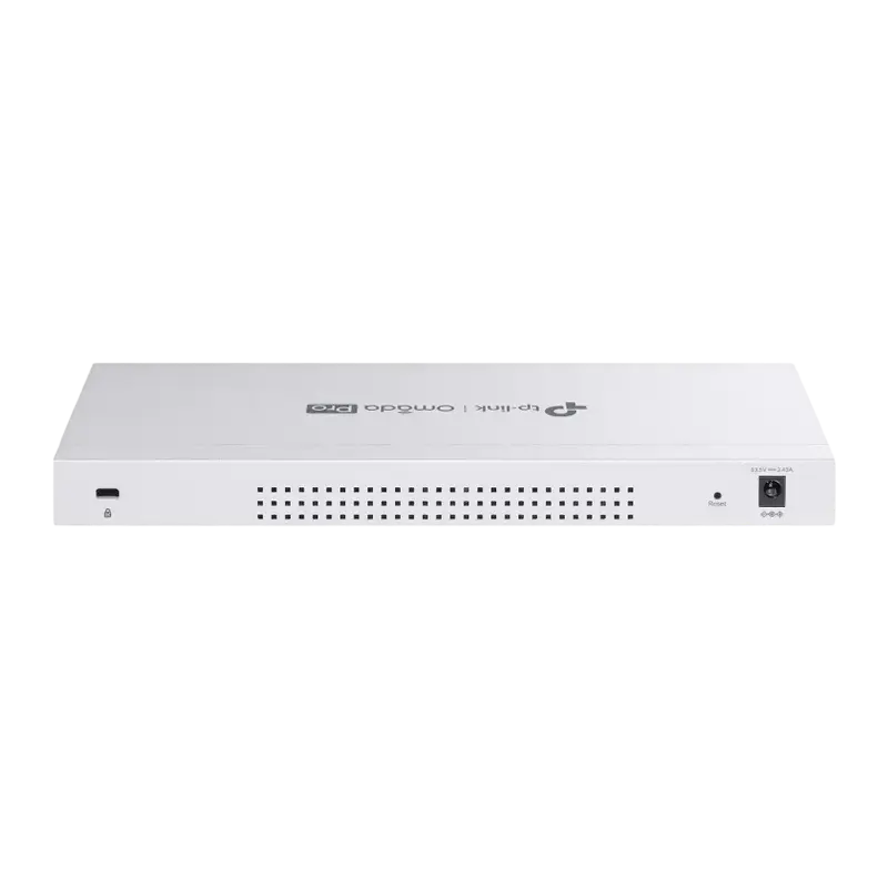 Switch TP-Link Omada Pro S4500-16GP 16 porturi Gigabit, 8 porturi PoE+, vedere posterioară