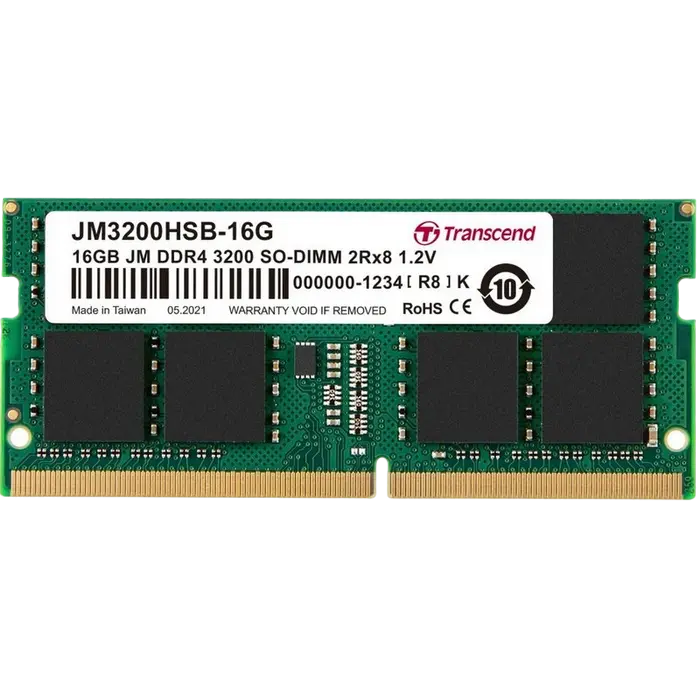 16GB DDR4- 3200MHz SODIMM Transcend PC25600, CL22, 260pin DIMM 1.2V