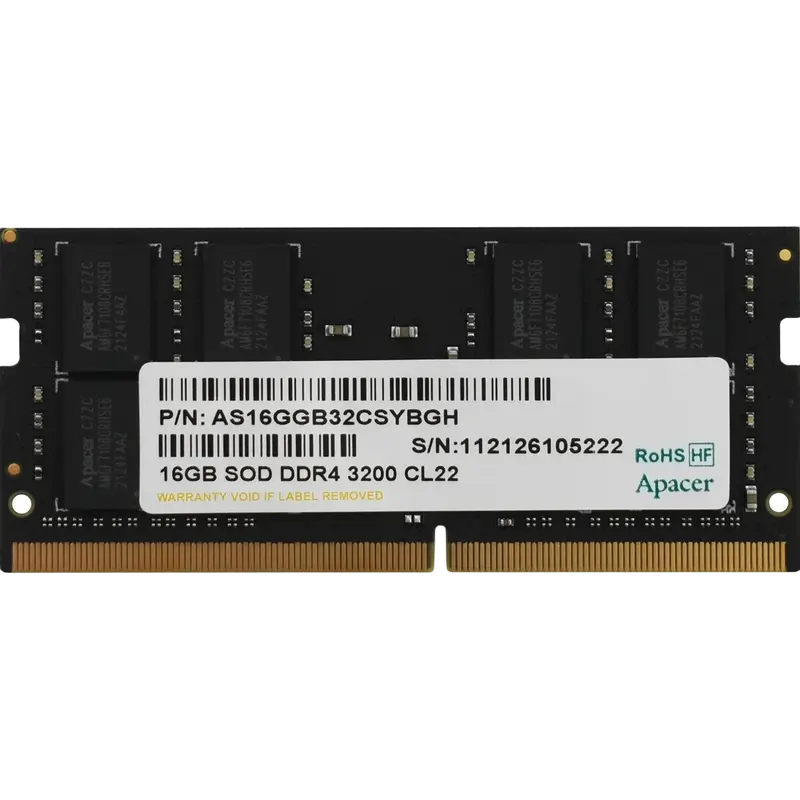 16GB DDR4- 3200MHz SODIMM Apacer PC25600, CL22, 260pin DIMM 1.2V