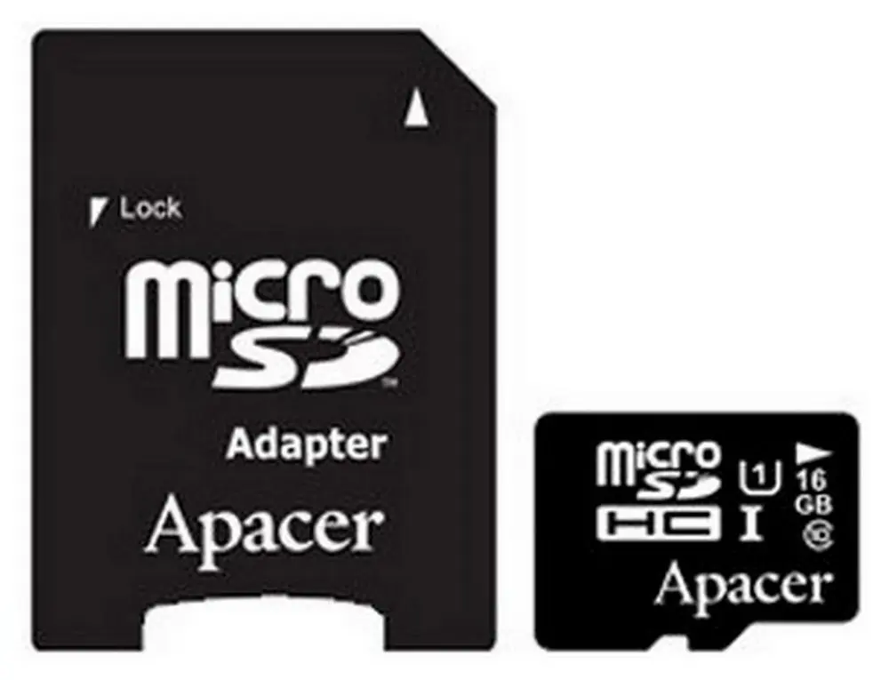16GB MicroSD (Class 10) UHS-I (U1) +SD adapter, Apacer "AP16GMCSH10U5-R" (R/W:85/20MB/s)