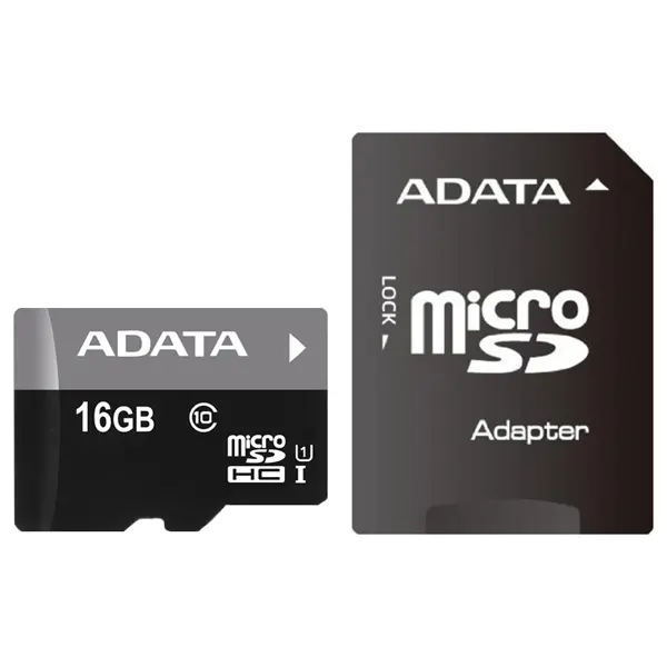 16GB MicroSD (Class 10) UHS-I (U1) +SD adapter, ADATA Premier "AUSDH16GUICL10-RA1" (R/W:80/10MB/s)