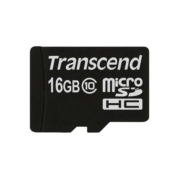 16GB MicroSD (Class 10), Transcend "TS16GUSDC10" (R/W:47/16MB/s)
