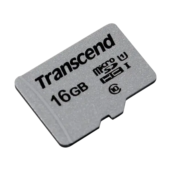 16GB MicroSD (Class 10) UHS-I (U1), Transcend "TS16GUSD300S" (R/W:95/45MB/s)