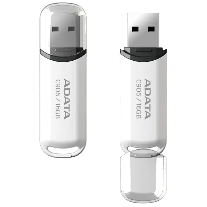 16GB USB2.0 Flash Drive ADATA "C906", White, Plastic, Classic Cap (R/W:18/6MB/s)