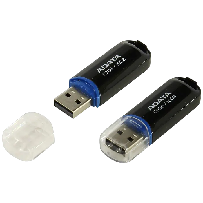 16GB USB2.0 Flash Drive ADATA "C906", Black, Plastic, Classic Cap (R/W:18/6MB/s)