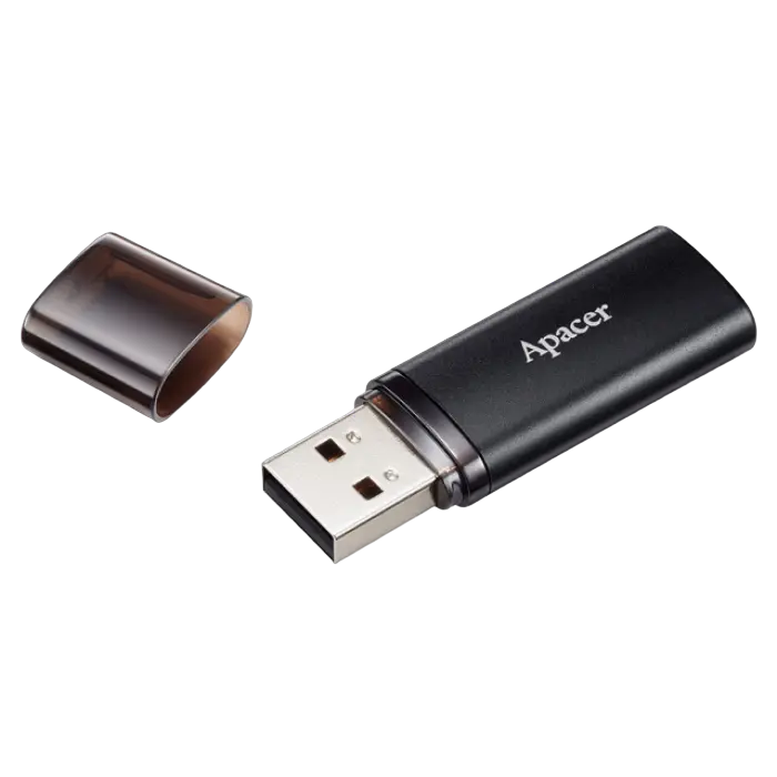 16GB USB3.1 Flash Drive Apacer "AH25B", Black, Matte Metal, Classic Cap (AP16GAH25BB-1)