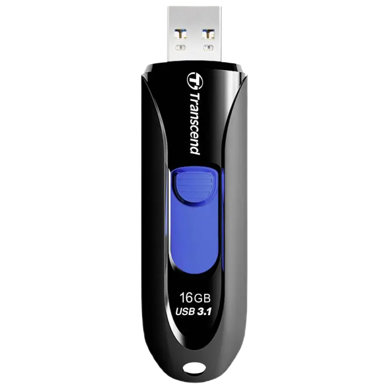 16GB USB3.1 Flash Drive Transcend "JetFlash 790", Black, Slider (R/W:90/20MB/s)