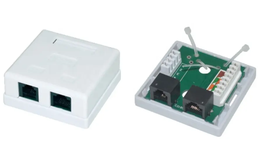 APC Electronic APC 1xRJ45+1xRJ11 Surface Box 2 port UTP Cat.5e PCB jack