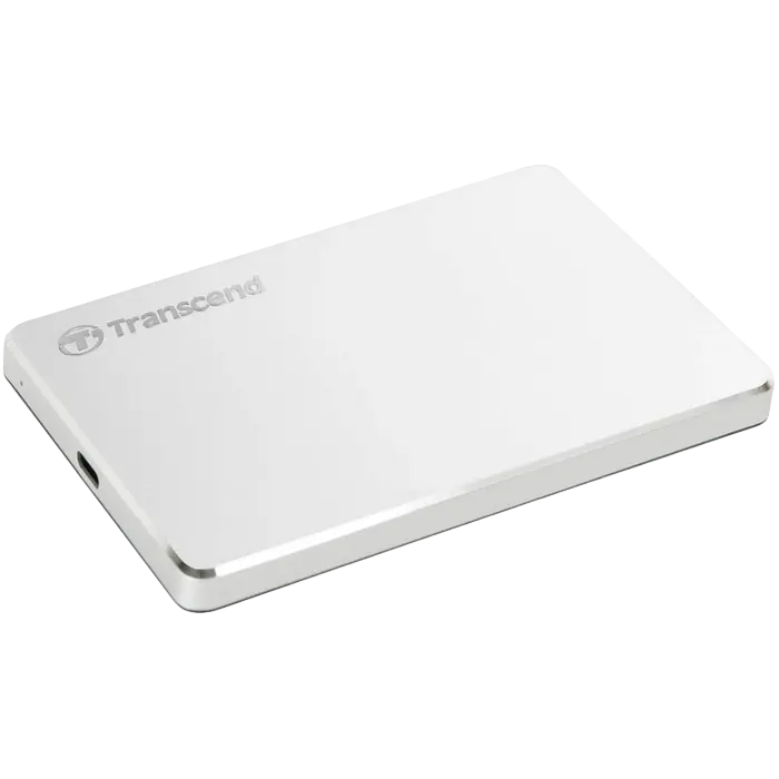 2.0TB (USB3.1/Type-C) 2.5" Transcend "StoreJet 25C3S", Silver, Aluminum Casing, Ultra-Slim&Light
