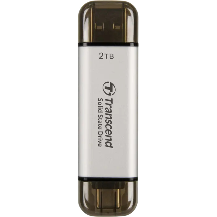 2.0TB Transcend Portable SSD ESD310S Silver, USB-A/C 3.2 (71.3x20x7.8 mm, 11g, R/W:1050/950 MB/s)