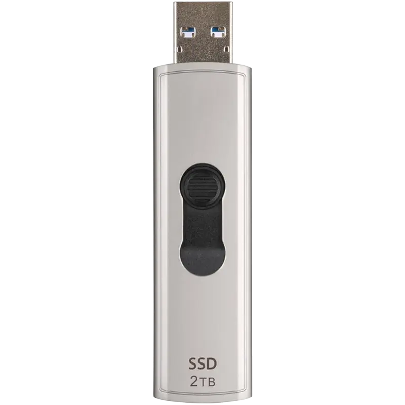 2.0TB Transcend Portable SSD ESD320A Silver, USB-A 3.1 10Gbps, Metallic Capless/Slider (68.2x19.7x9
