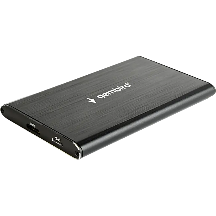 2.5" SATA HDD External Case Silm microUSB3.0/USB2.0, Aluminum Black, Gembird "EE2-U3S-4"
