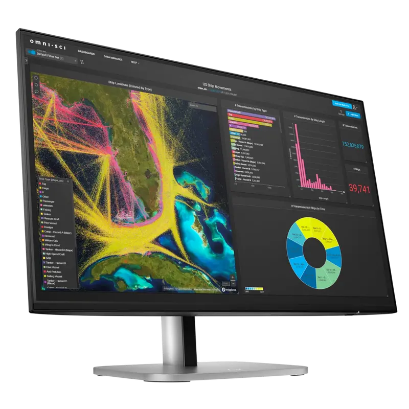 Monitor HP S5 Pro 524pn 23,8 inch IPS 1920x1200 100 Hz Argintiu/Negru, vedere posterioară