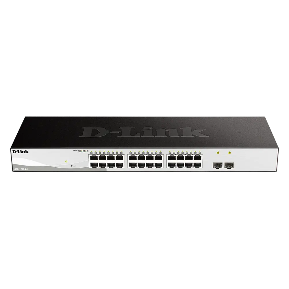 24-port 10/100/1000BASE-T, D-Link DGS-1210-26/F1A, 2 SFP