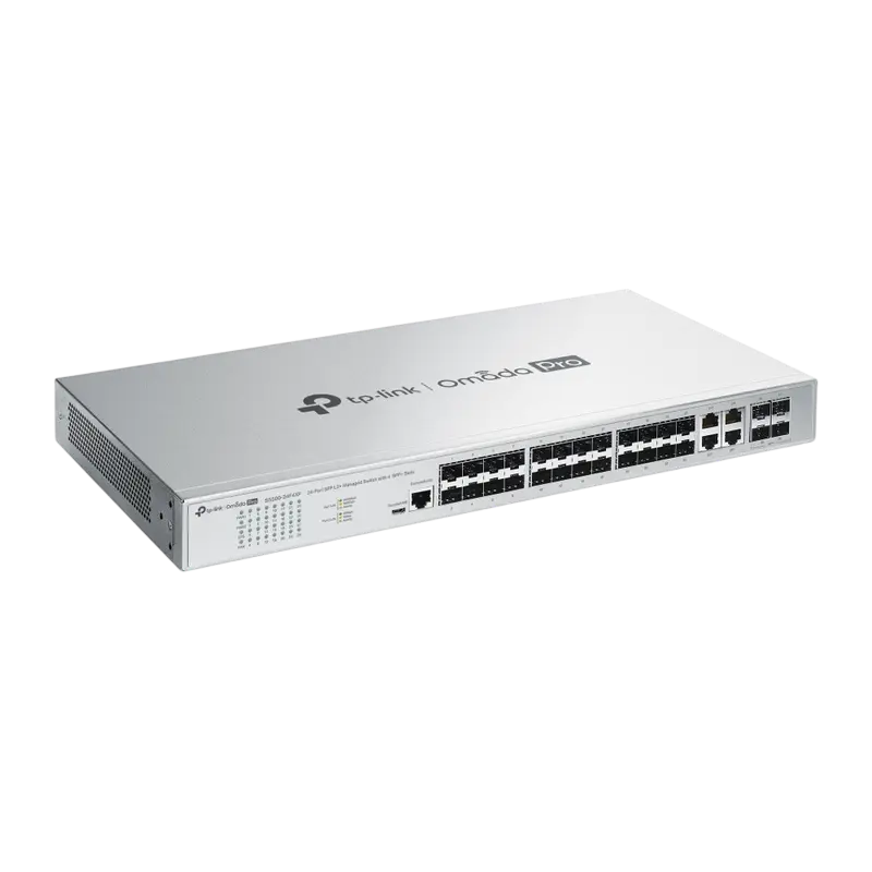 Switch TP-Link Omada Pro S5500-24F4XF 24 porturi cu 4x10G SFP+, detaliu interfață