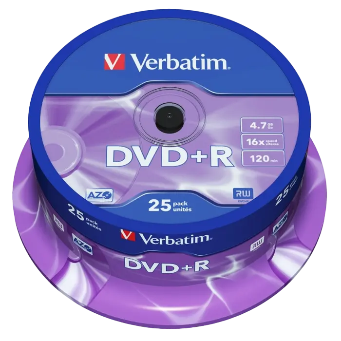 25*Cake DVD+R Verbatim, 4.7GB, 16x, 43500