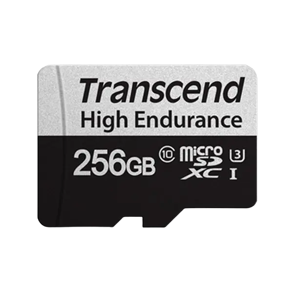 256GB MicroSD (Class 10) UHS-I (U3),+SD adapter, Transcend "TS256GUSD350V" (R/W:95/45MB/s,Endurance