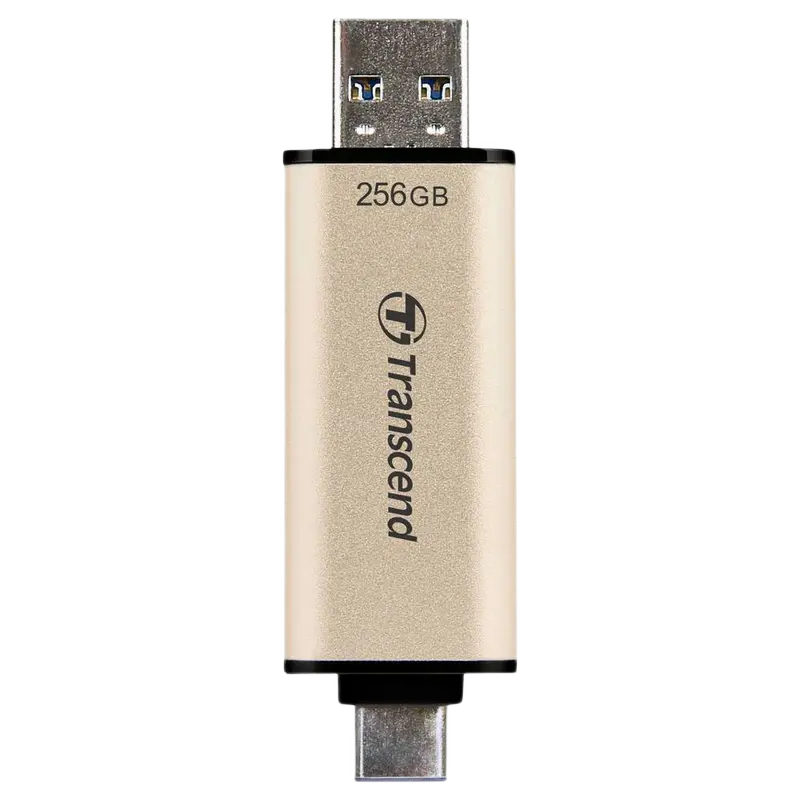 256GB USB3.1/Type-C Flash Drive Transcend "JetFlash 930C", Gold, Classic Cap,OTG (R/W:420/400MB/s)