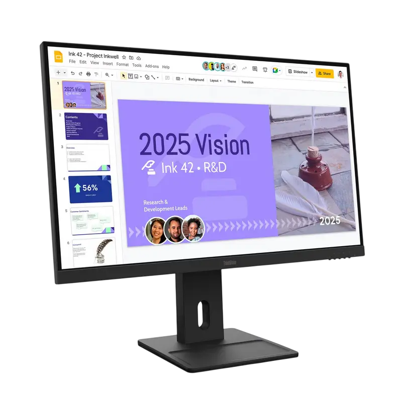 Monitor Lenovo ThinkVision E27Q-40 27 inch QHD IPS 100 Hz Negru, vedere laterală