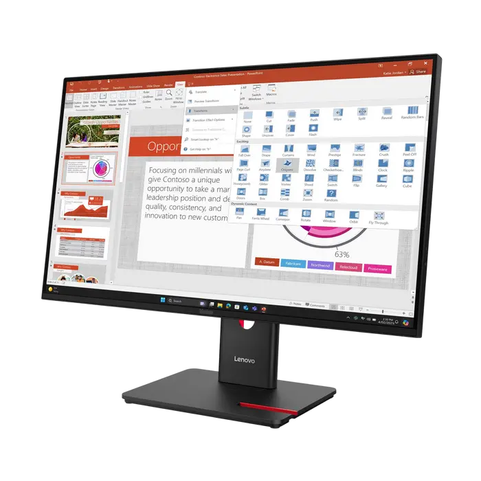 Monitor Lenovo ThinkVision T27-40 27 inch IPS Full HD 120 Hz Negru, vedere laterală