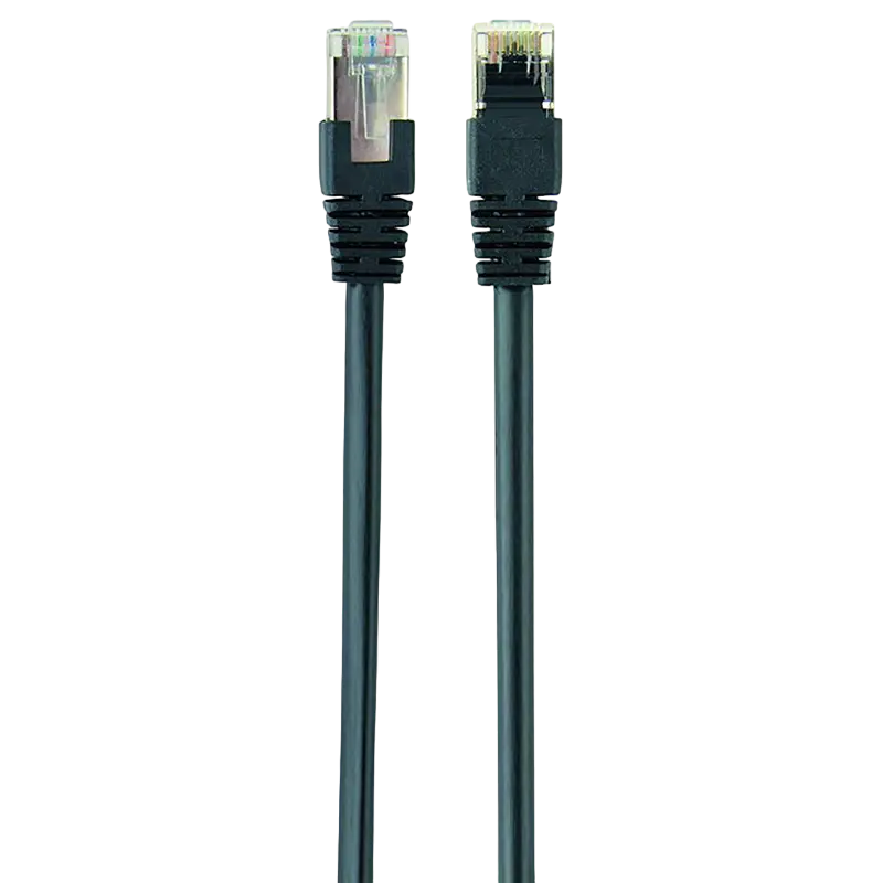 2m, FTP Patch Cord Black, PP22-2M/BK, Cat.5E, Cablexpert, molded strain relief 50u" plugs