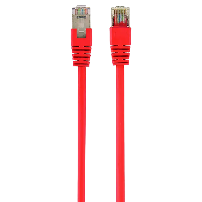 2m, FTP Patch Cord Red, PP22-2M/R, Cat.5E, Cablexpert, molded strain relief 50u" plugs