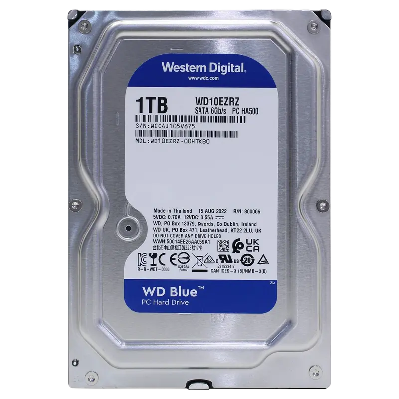 3.5" HDD 1.0TB-SATA- 64MB Western Digital "Blue (WD10EZRZ)"