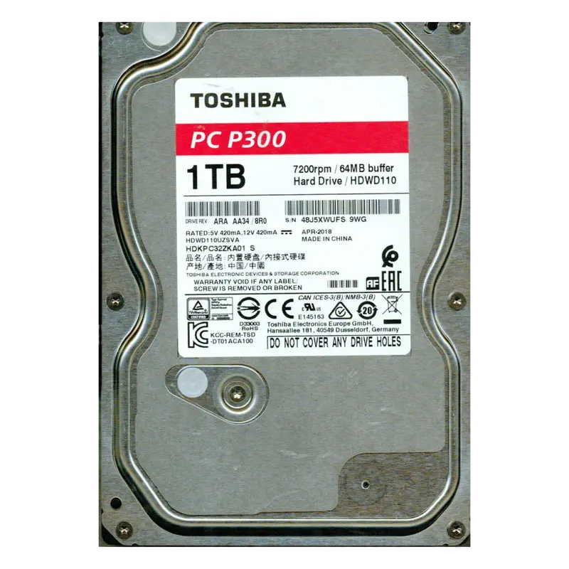 3.5" HDD 1.0TB-SATA - 64MB Toshiba "Performance P300 (HDWD110UZSVA)"