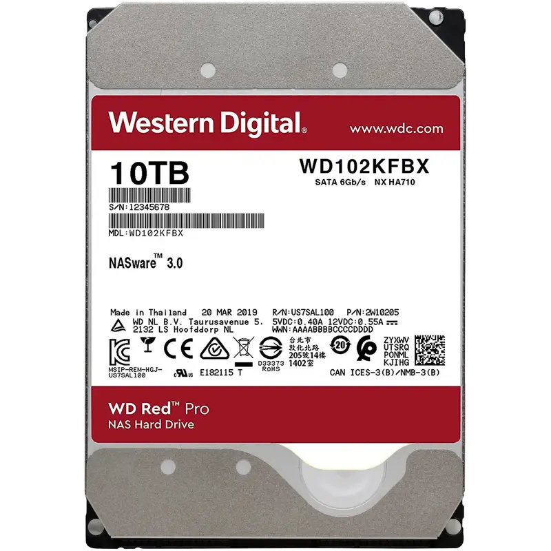 3.5" HDD 10.0TB-SATA- 256MB Western Digital "Red Pro (WD102KFBX)", NAS, CMR, 7200rpm, 2M (MTBF)