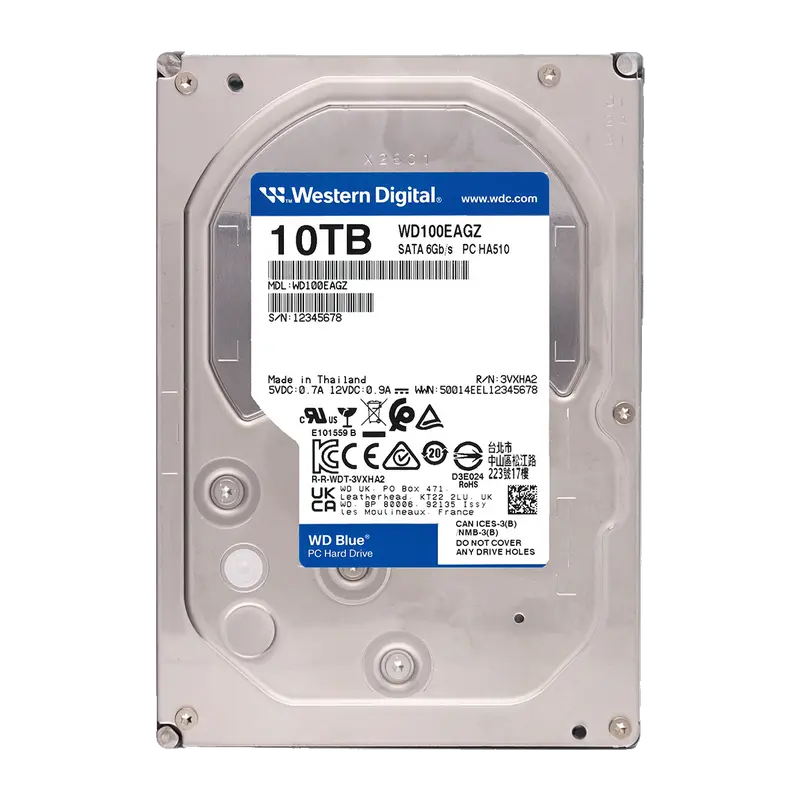 3.5" HDD 10.0TB-SATA-512MB Western Digital "Blue (WD100EAGZ)", PC Desktop, CMR, 7200rpm