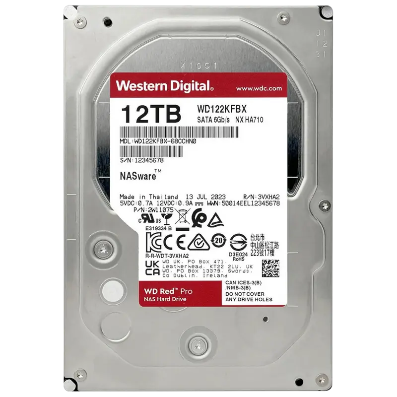 3.5" HDD 12.0TB-SATA-512MB Western Digital "Red Pro (WD122KFBX)", NAS, 24/7, CMR, 7200rpm, 2.0M (MT