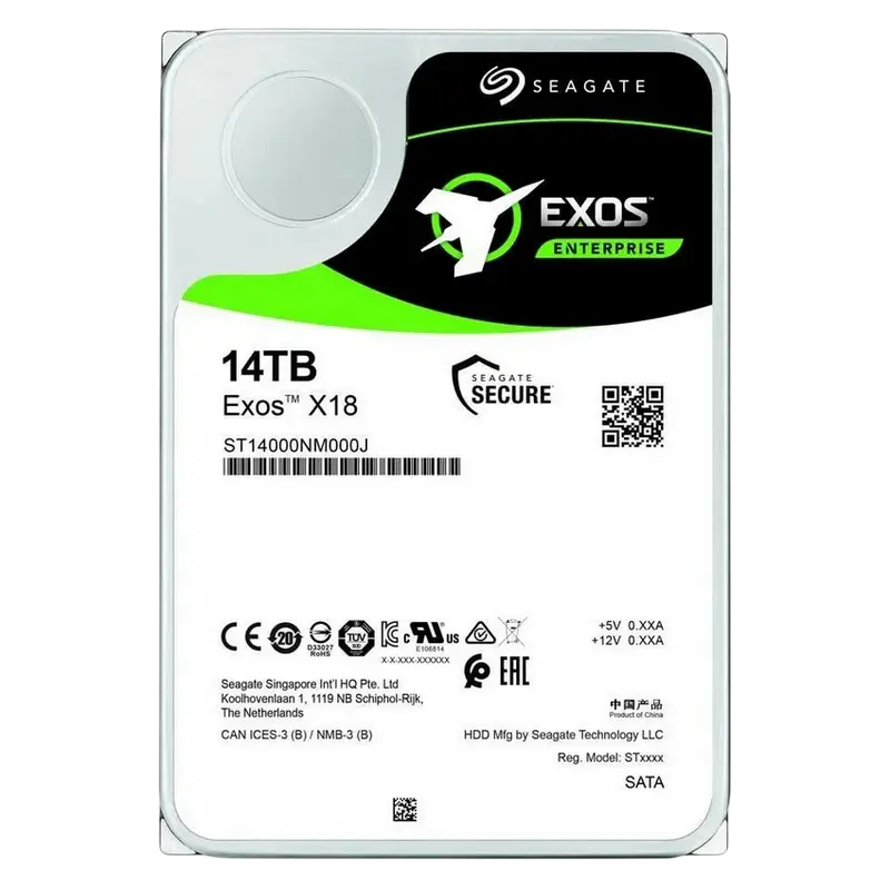 3.5" HDD 14.0TB-SATA- 256MB Seagate Exos X18 (ST14000NM000J-FR), Recertified, Enterprise, CMR, 7200