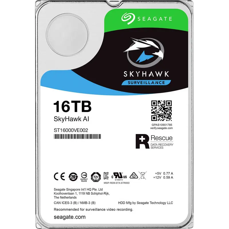 3.5" HDD 16.0TB-SATA-256MB Seagate "SkyHawk AI Surveillance (ST16000VE002)"