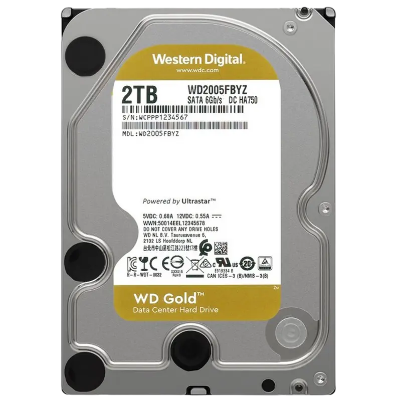 3.5" HDD 2.0TB-SATA-128MB Western Digital "Gold (WD2005FBYZ)", Enterprise, CMR, 2.5M (MTBF)