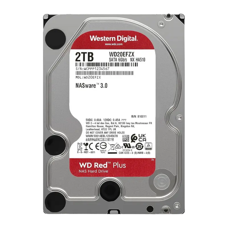 3.5" HDD 2.0TB-SATA -128MB Western Digital "Red Plus (WD20EFZX)", NAS, CMR